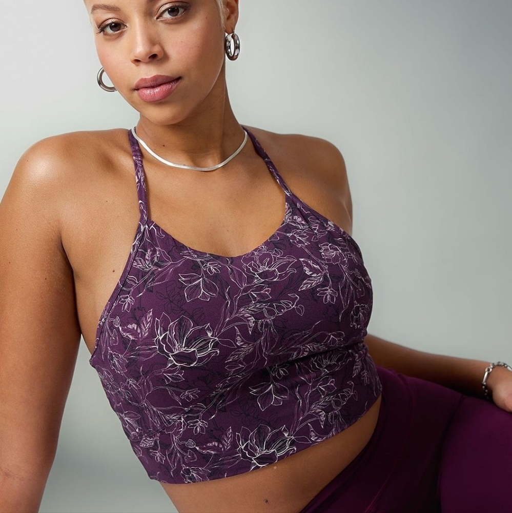 Stori Legend Crop Shelf Tank - Floral Trip Mulberry Sand